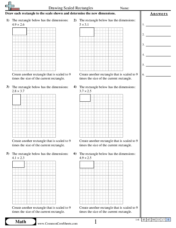 Shapes Worksheets - Drawing Scaled Rectangles worksheet